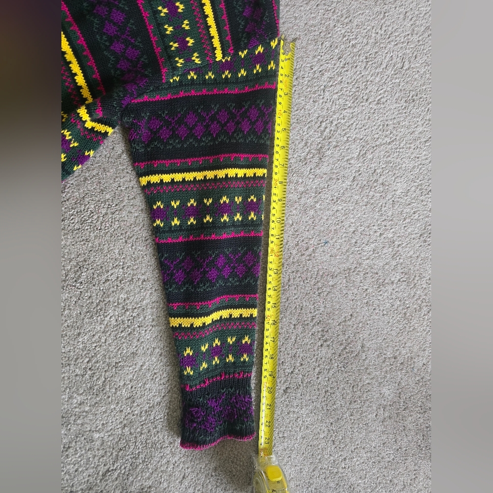 Vintage Benetton Cardigan 90s Colorful Knit Sweater Made in Italy Size M - Picture 15 of 15